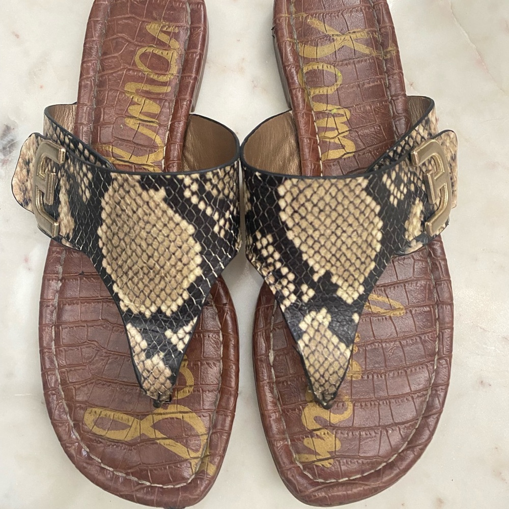 Sam Edelman Brown and Black Sandals with Snakeskin Pattern